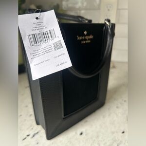 kate spade Black Tote with Suede Center Panel and Gold Logo